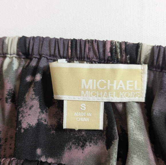 MICHAEL KORS Chic Women's Off The Shoulder Peplum Top Abstract Watercolor Sz S - Picture 13 of 13